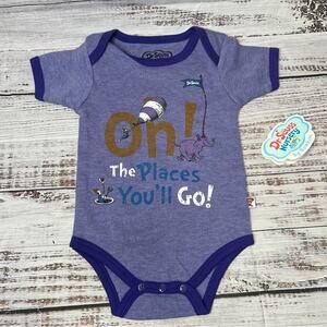 Oh the Places You'll Go Dr Seuss Bumkins Bodysuit 6 Months Purple NEW